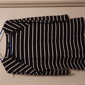 Black and White Striped Women's Blouse, Size XL